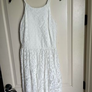 Strapless Casual White Lace Dress